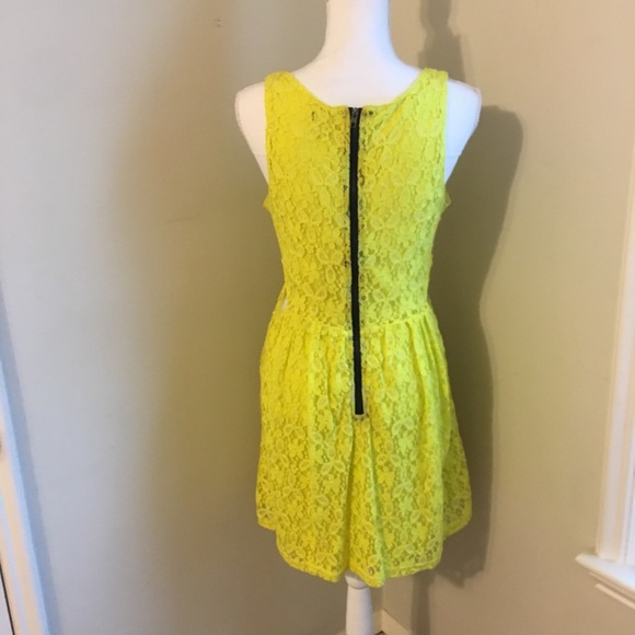💛Bright Yellow Lace Cut Out Dress💛 - Picture 2 of 6